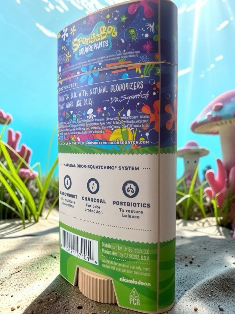 Dr. Squatch Men's Natural Deodorant Ltd Ed Spongebob Nautical Nonsense 2.65oz